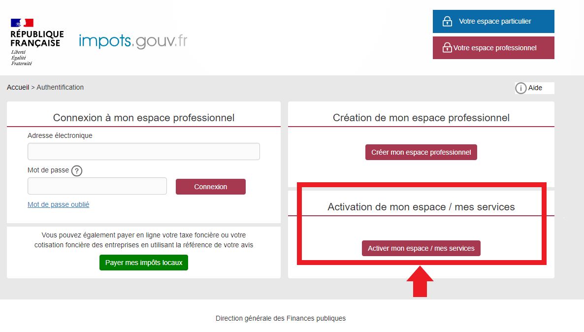 Activation du service Impôts Gouv