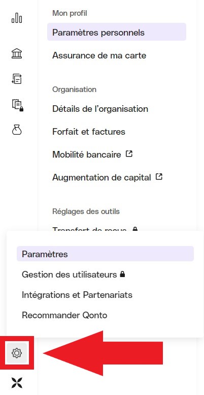 Qonto paramètres