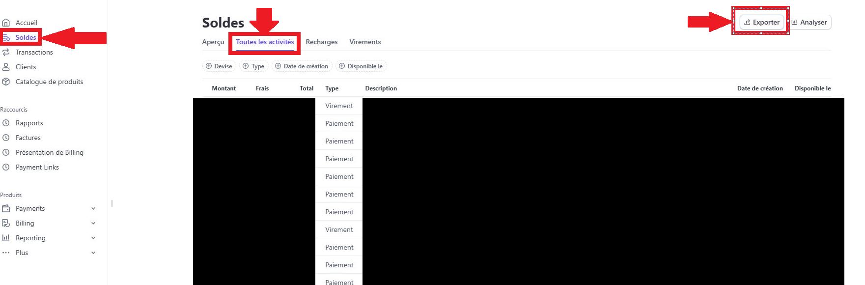 STRIPE Export transaction 1