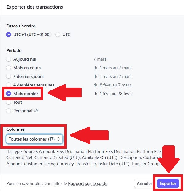 STRIPE Export transaction 2