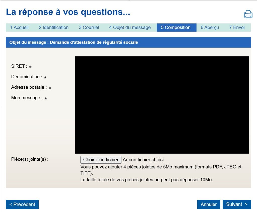 Étape 5 — Composition du message URSSAF