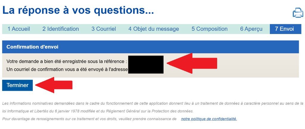 Étape 7 — Confirmation d'envoi avec référence
